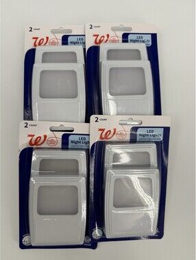 4 X (2) Packs LED Night Lights Plug-in Cool to touch Soft White 3000k NEW Packs